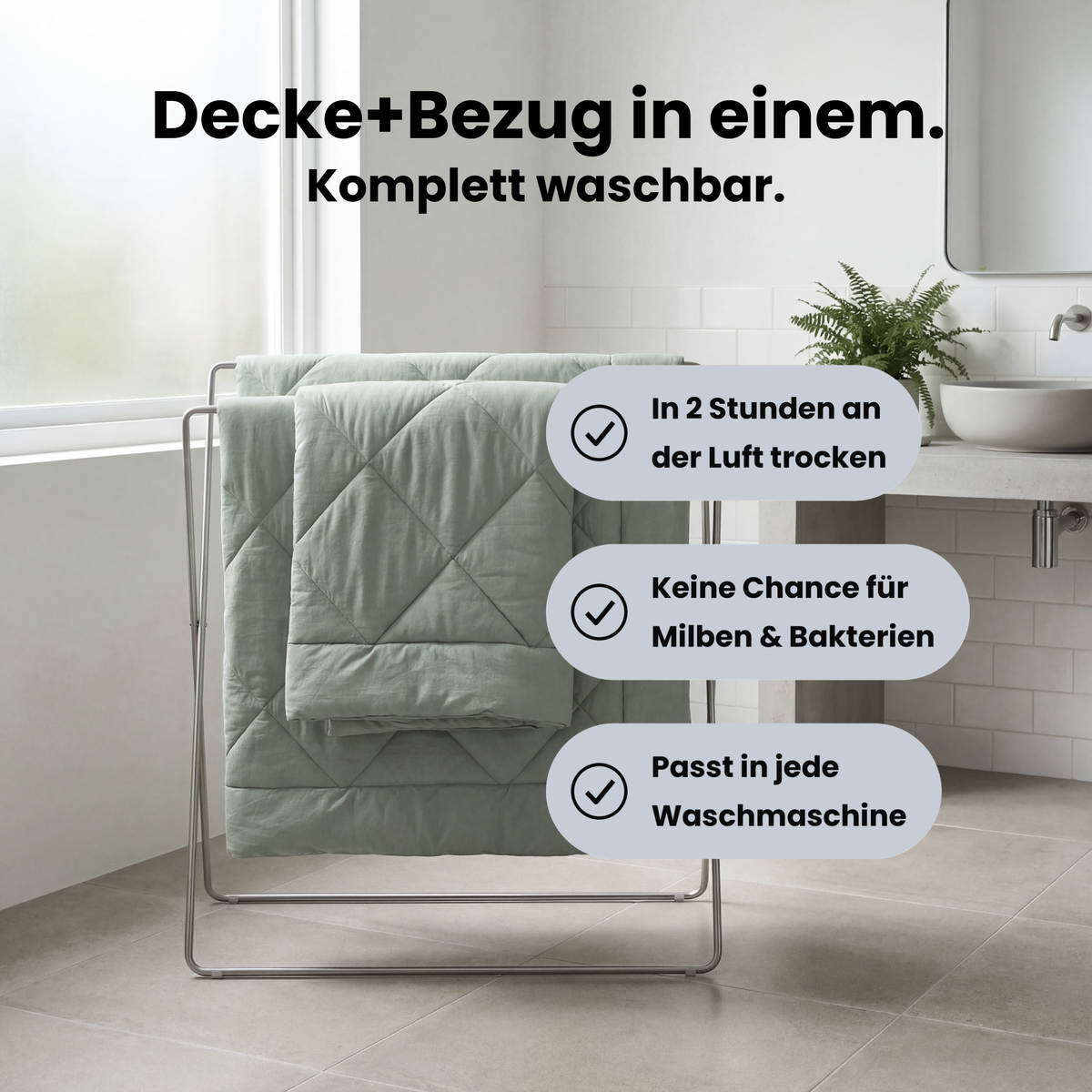 EasySleep® Decke – Die schnelltrocknende 2-in-1 Bettdecke, die Bettwäsche überflüssig macht.