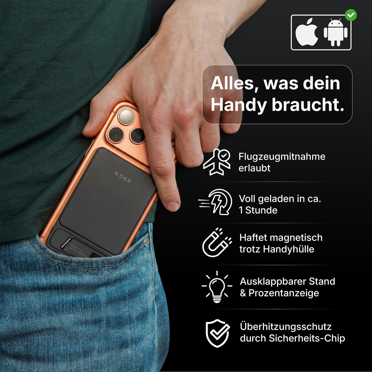 Magnetische PowerBank mit Überhitzungsschutz