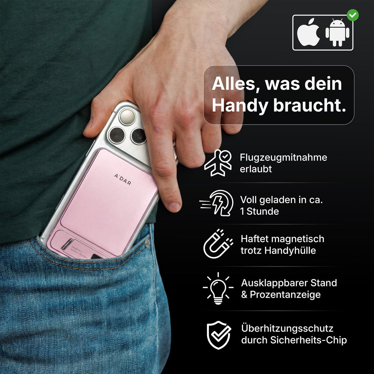 Magnetische PowerBank mit Überhitzungsschutz