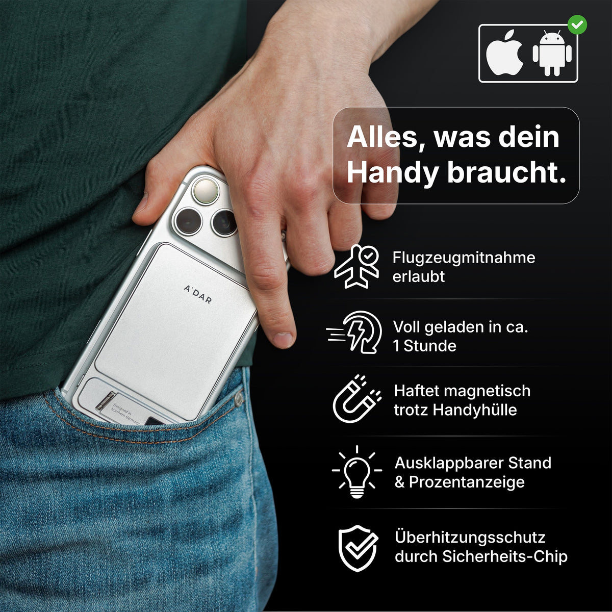 Magnetische PowerBank mit Überhitzungsschutz